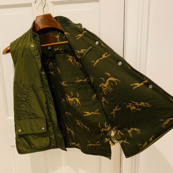 Lauren RL Ralph Lauren Vest Womens Medium Green Hunting Dog Print - Picture 5 of 12